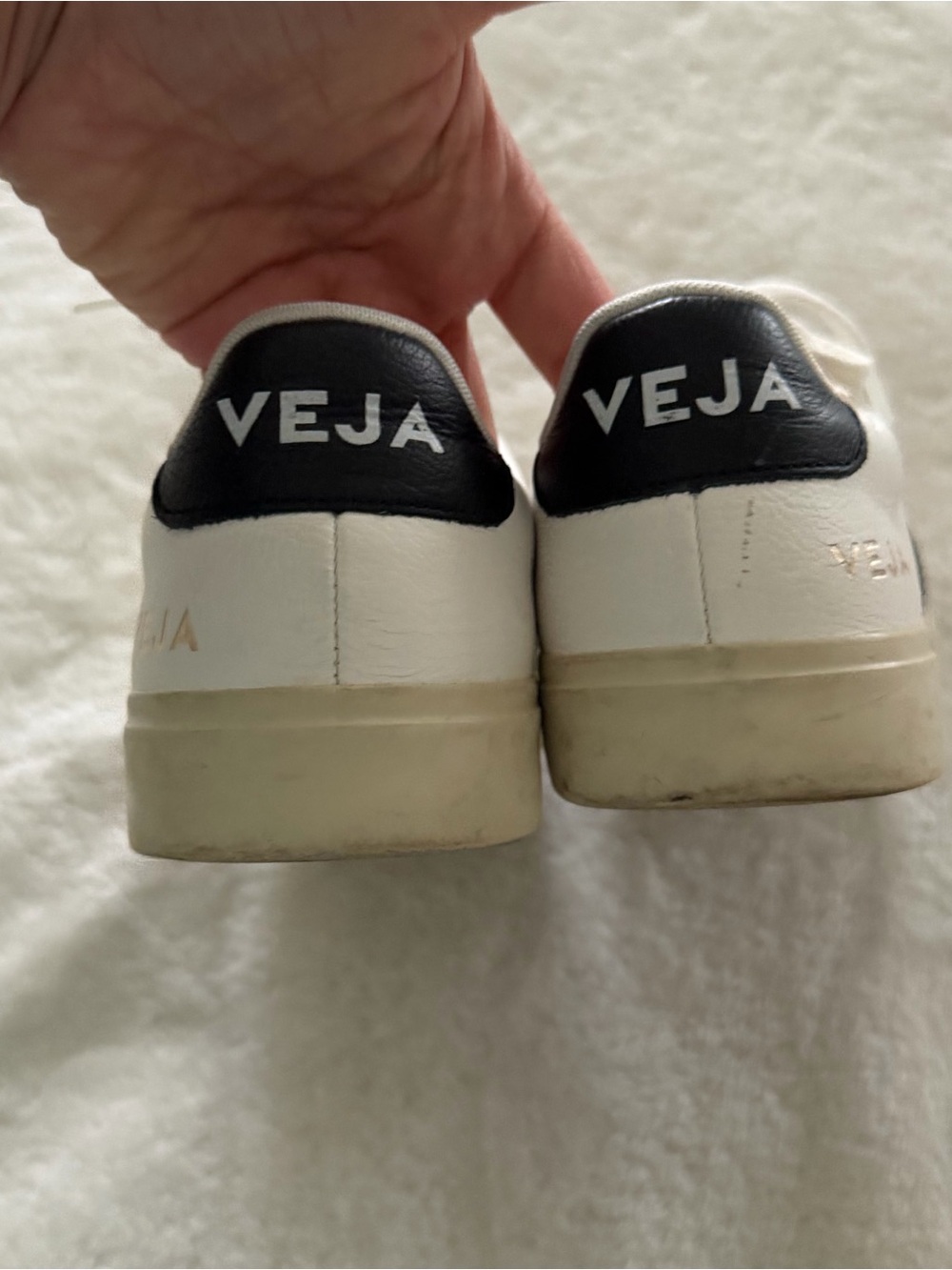 Veja White Sneakers with Black V Detail - Picture 6 of 8
